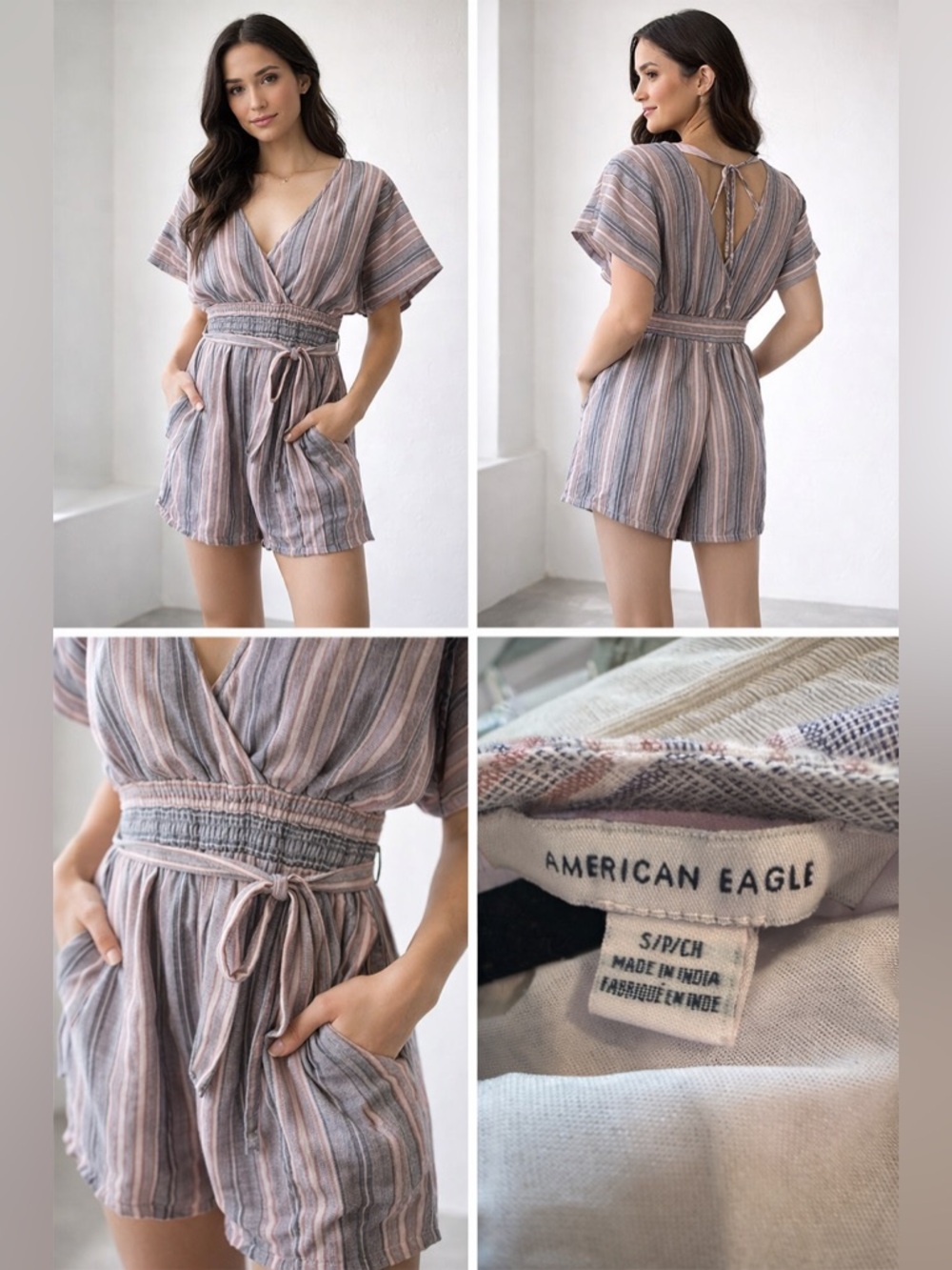 AE striped romper w pockets 🤍 boho cottagecore summer fit